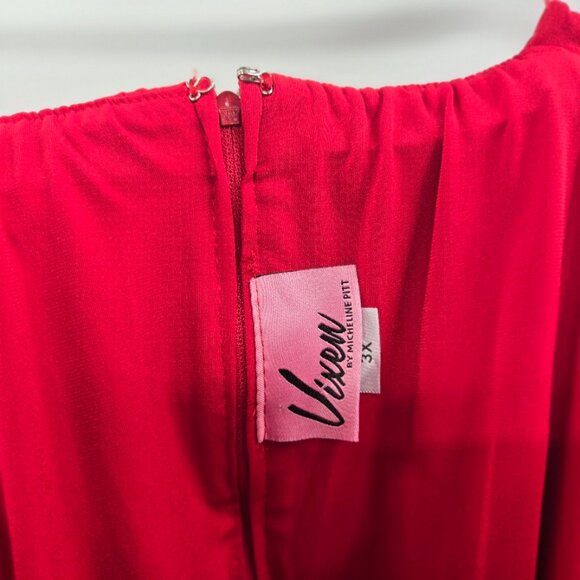 Vixen by Micheline Pitt Red Maneater Lined Back Slit Wiggle Dress 3x - Picture 8 of 10